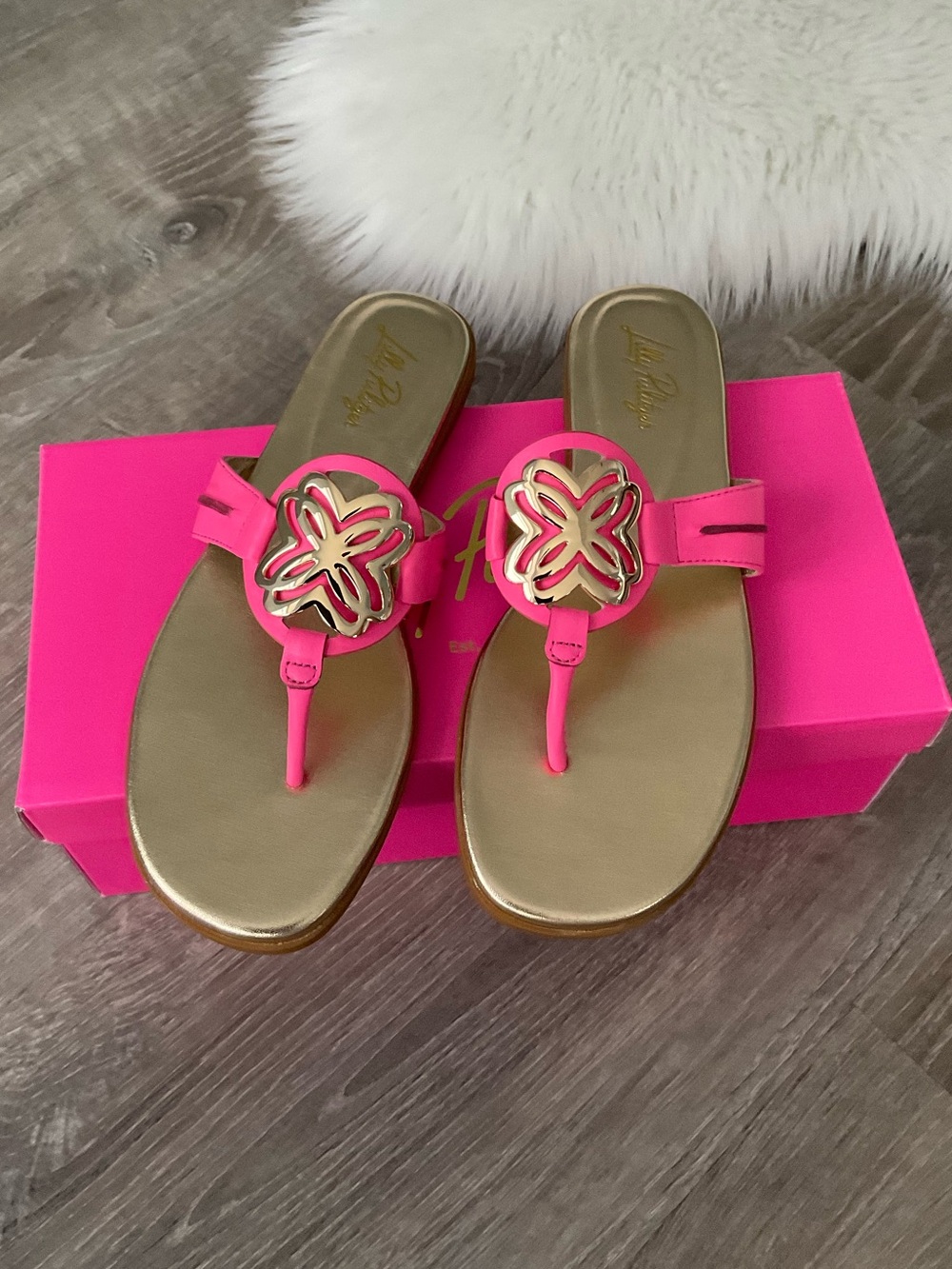 💗 LILLY PULITZER The Lilly Sandal Cherry Blossom Pink Size 8